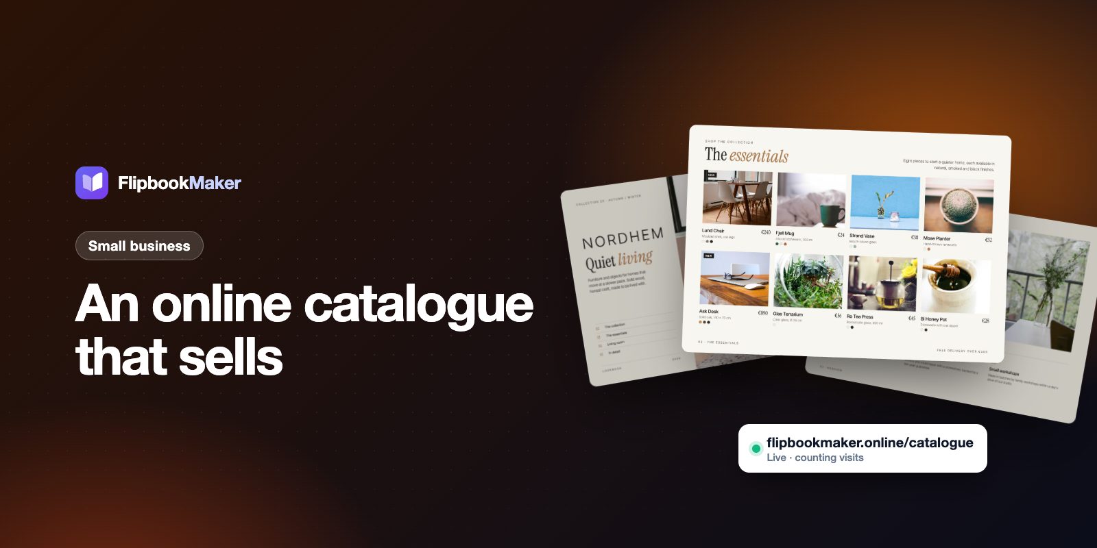 A furniture product catalog shown as an online flipbook